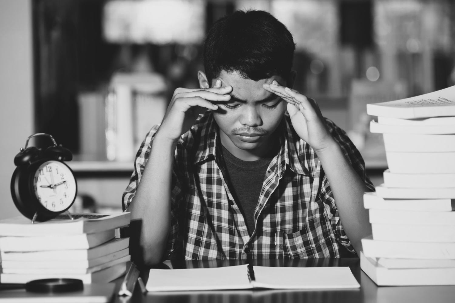 Student studying hard